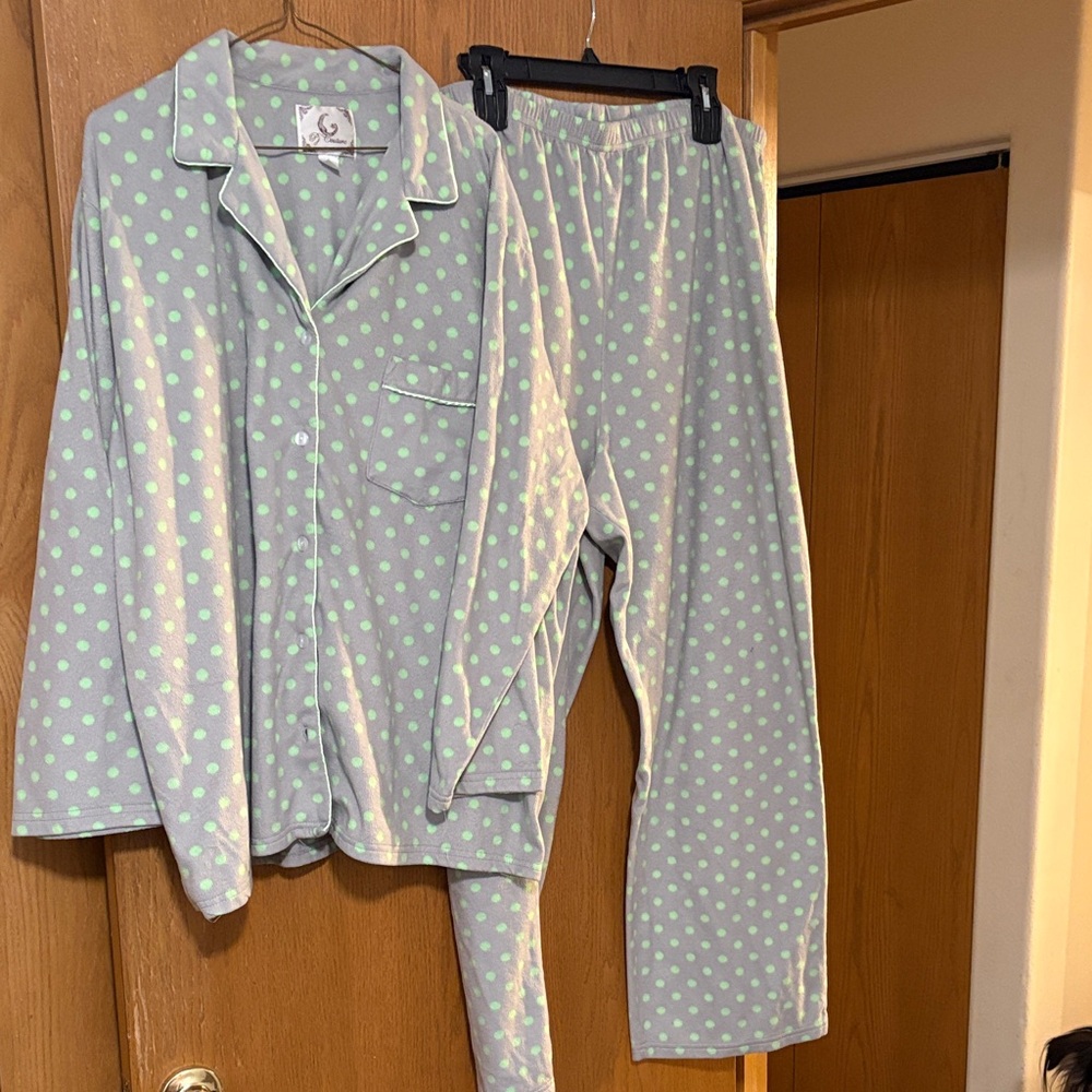 Kids Polka Dot Pajamas - Green
